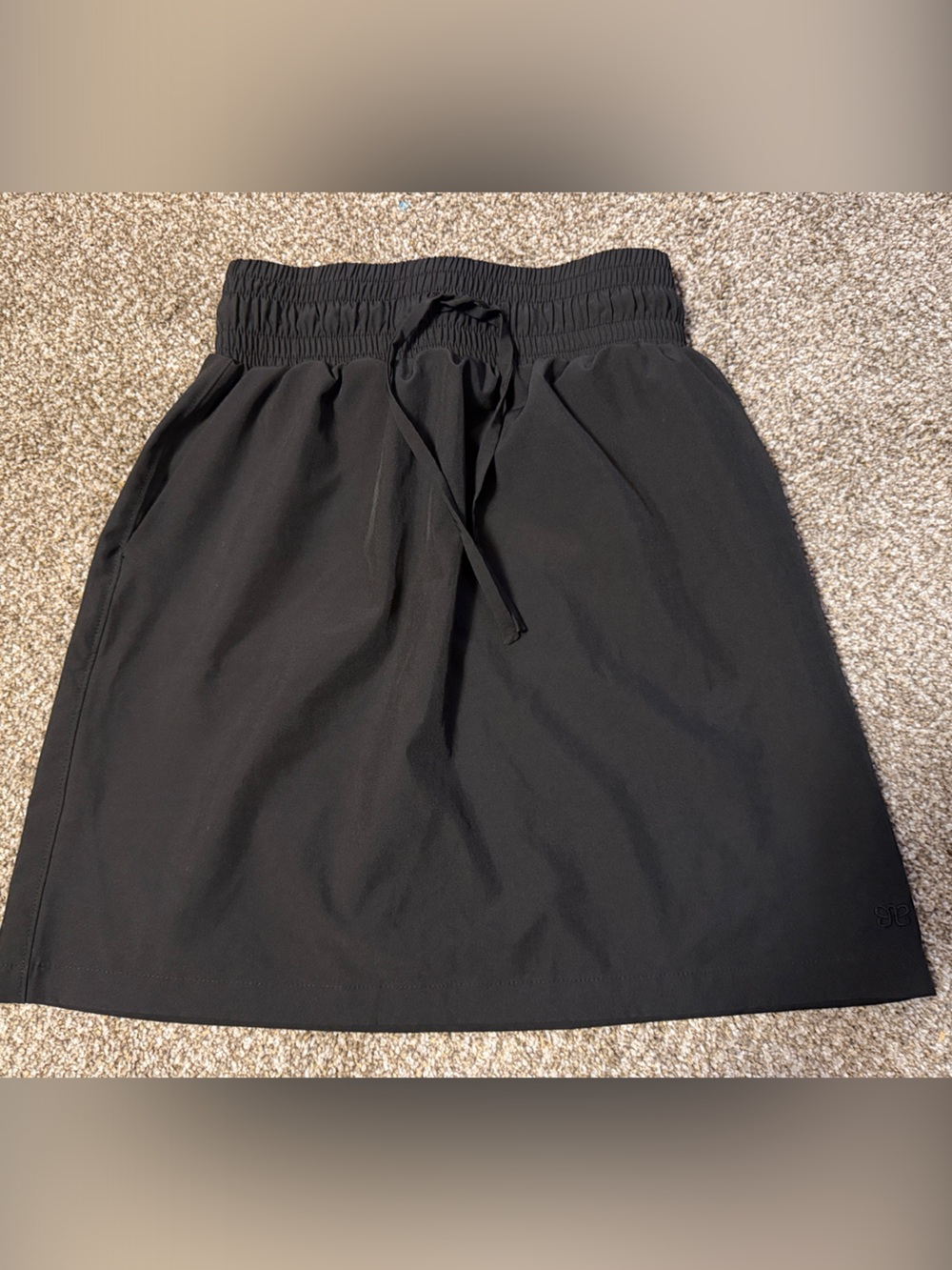 Albion Black Midi Skirt with Drawstring Waist